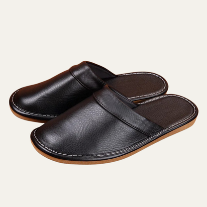 Lincoln Men's Leather Mule Slippers Black - Vonnera