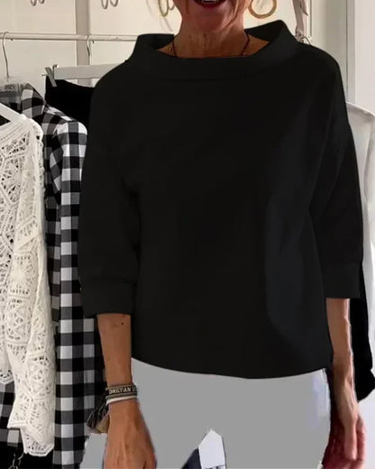 Women's Casual Blouse Wide Lapel Half Turtleneck