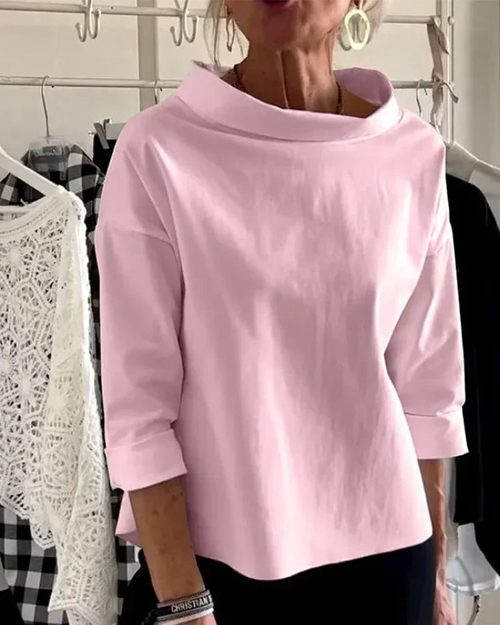 Women's Casual Blouse Wide Lapel Half Turtleneck