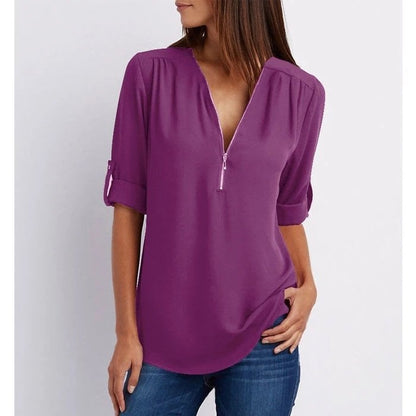 Women's V-Neck Blouse Pink