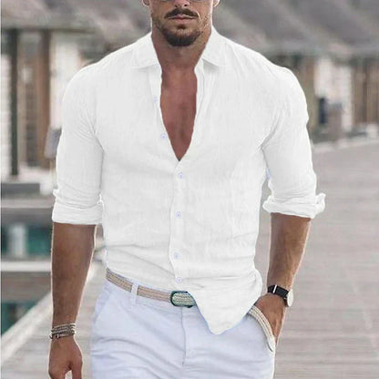 Men's Linen Shirt Turn-Down Collar