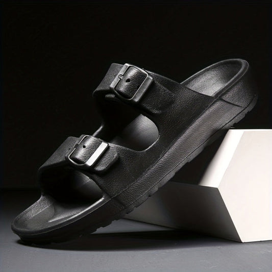 Men's Double Buckle Leather Sandal - Vonnera