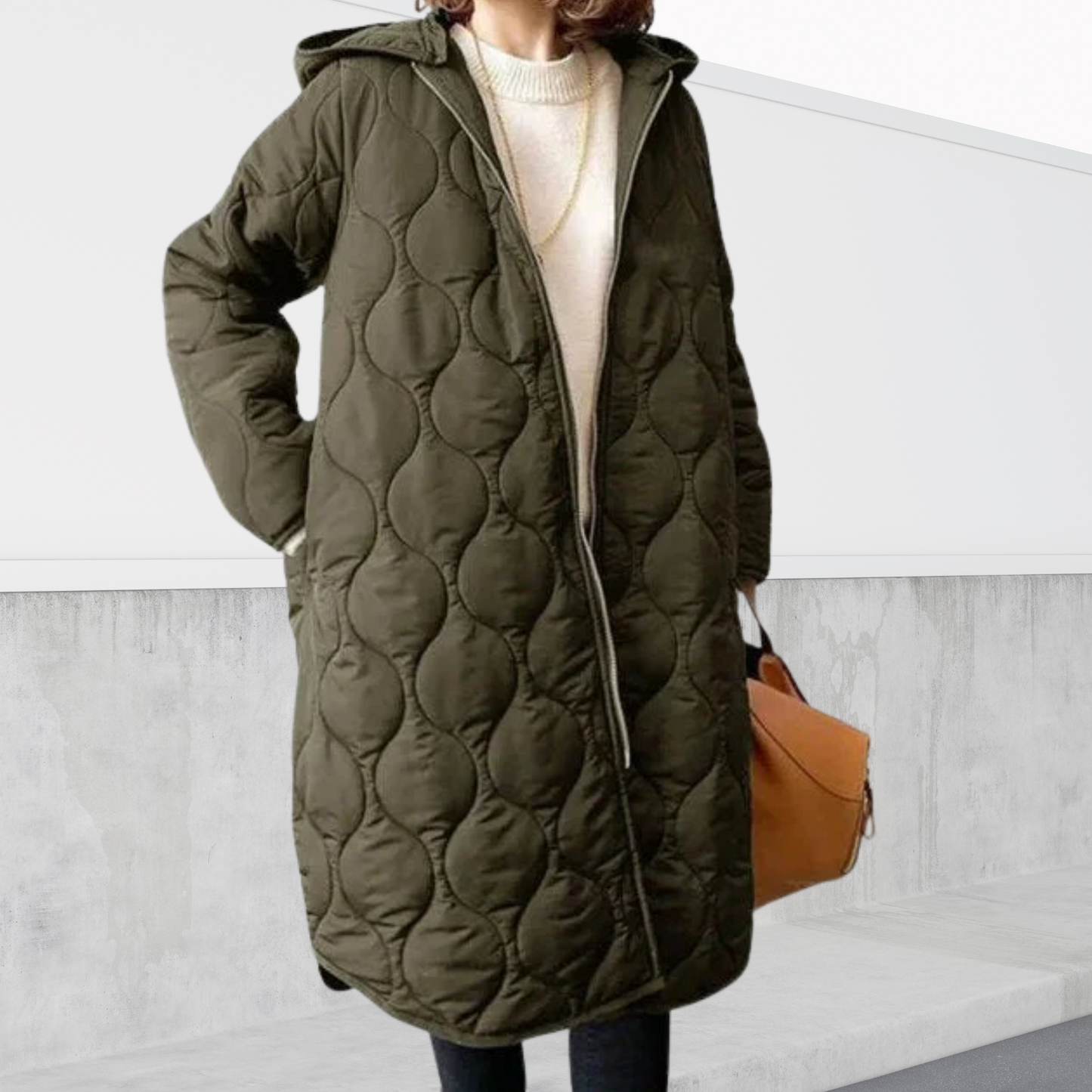 Women's Long Puffer Coat Zip Up