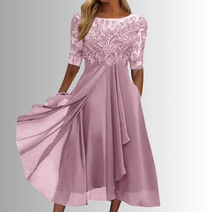 Women's Lace Midi Dress Flowy Skirt