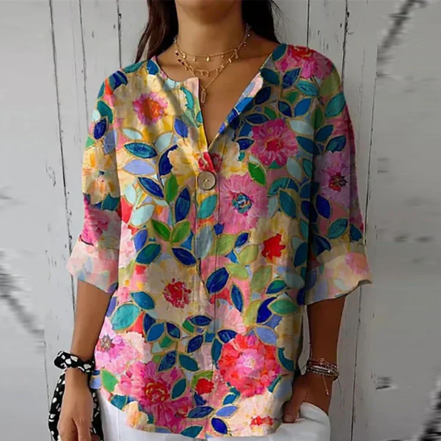 Women's V-Neck Loose Fit Blouse