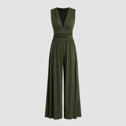 Women's V Neck Wide Leg Jumpsuit