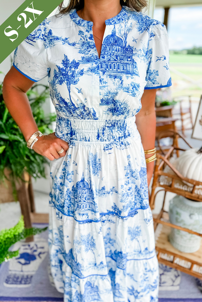 Women's Classic Maxi Dress Toile Print