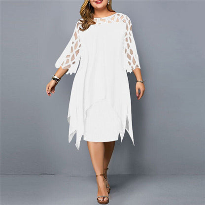 Women's 3/4 Sleeve A-Line Midi Dress