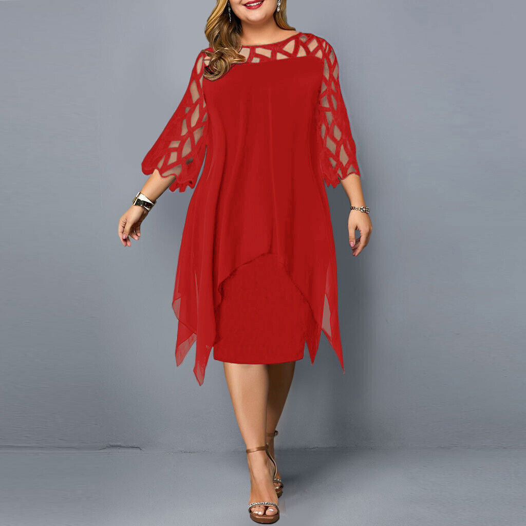 Women's 3/4 Sleeve A-Line Midi Dress