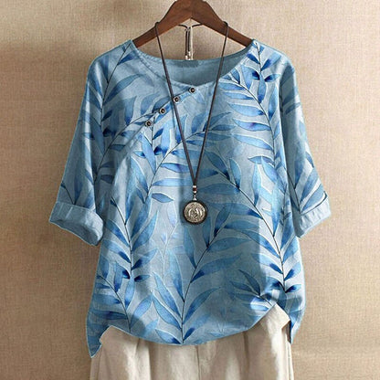 Women's Floral Blouse 3/4 Sleeve - VibreMode