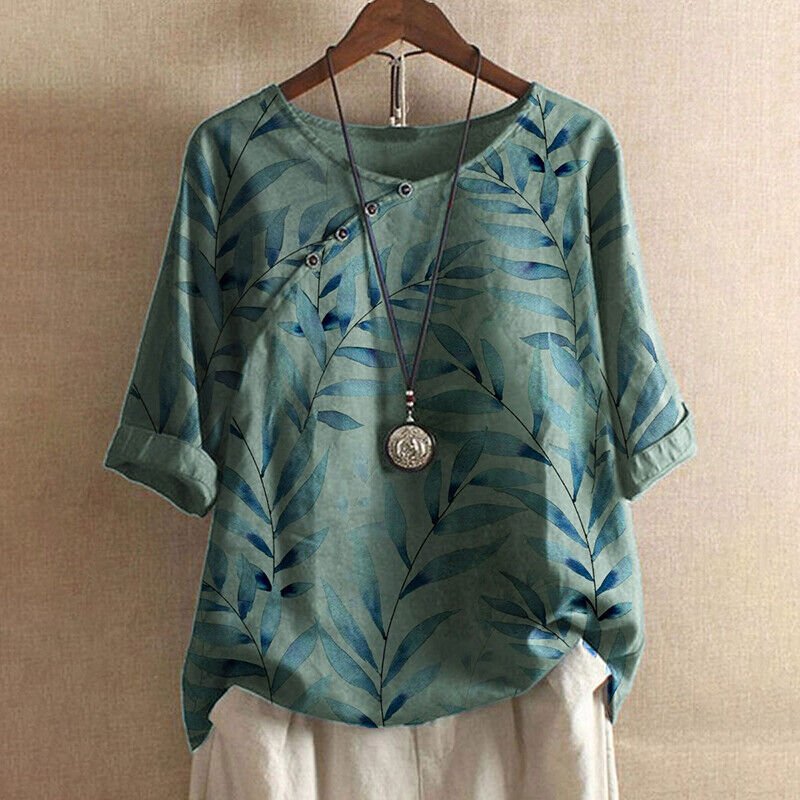Image of Olive | Women's Floral 3/4 Sleeve Blouse