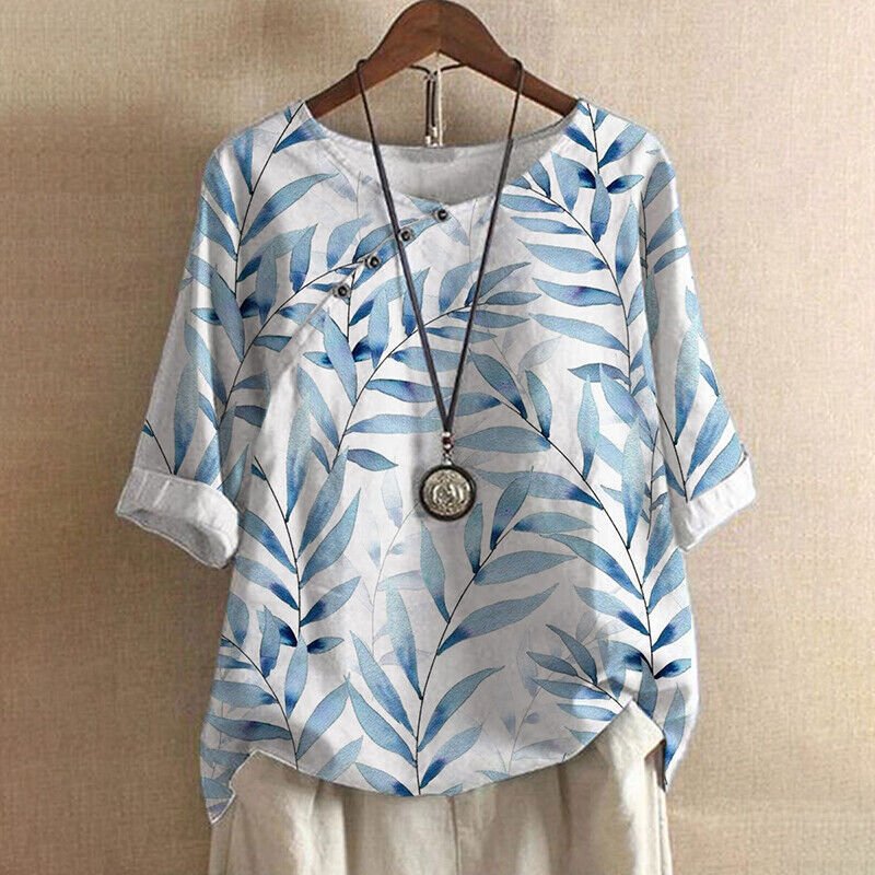 Image of Olive | Women's Floral 3/4 Sleeve Blouse