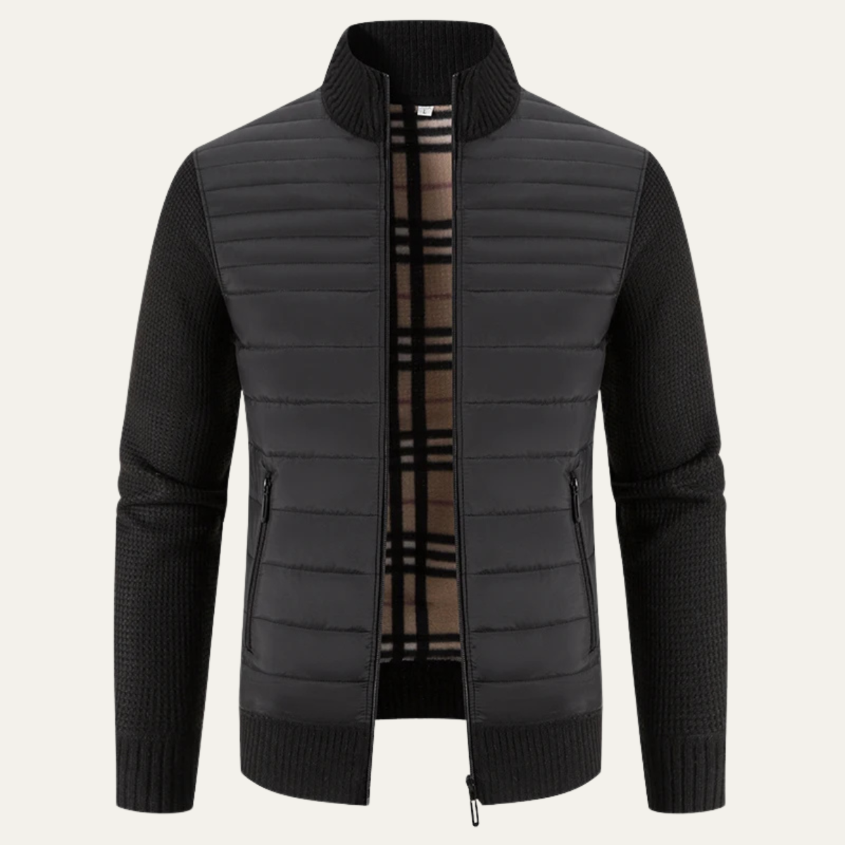 Men's Fleece Knit Jacket Winter Black