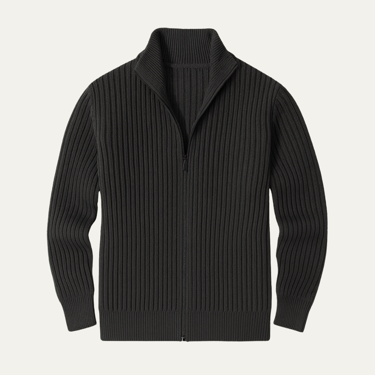 Men's Ribbed Knitted Cardigan Zip Up - Vonnera