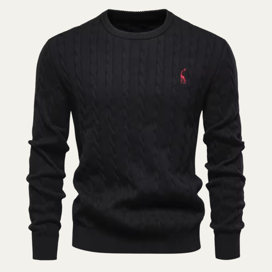 Men's Classic Cotton Cable Knit Crew Neck Sweater - Vonnera