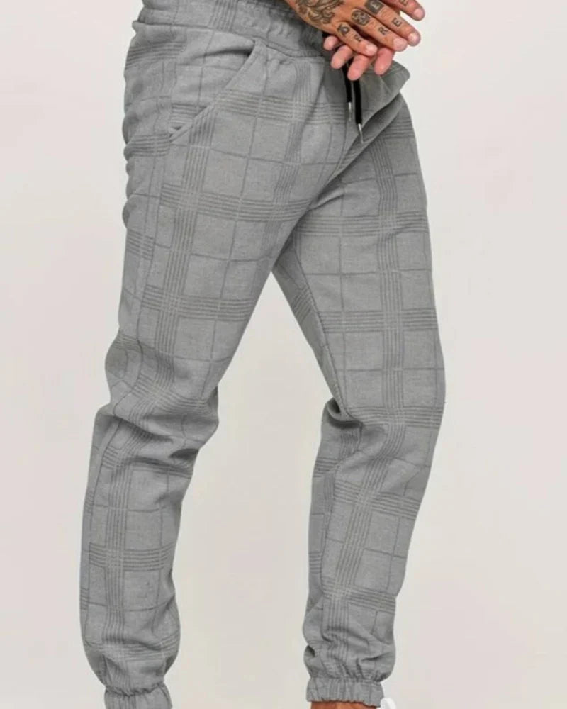 UrbanFit Men's Slim Fit Checkered Joggers