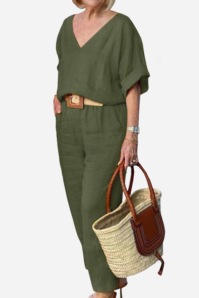 Women's V-Neck Batwing And Pants Set
