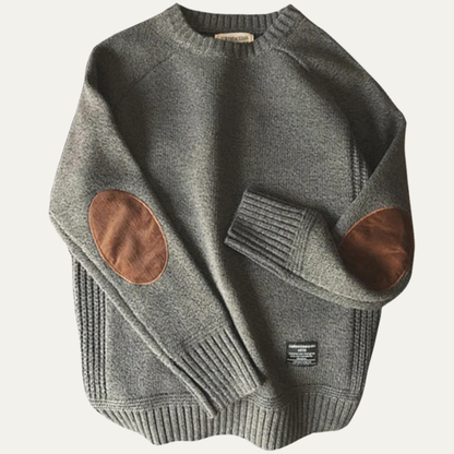 Men's Oversized Knit Sweater Elbow Patches