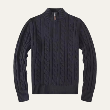 Men's Chunky Cable Knit Sweater Quarter Zip