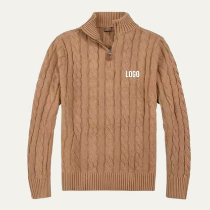 Men's Chunky Cable Knit Sweater Quarter Zip