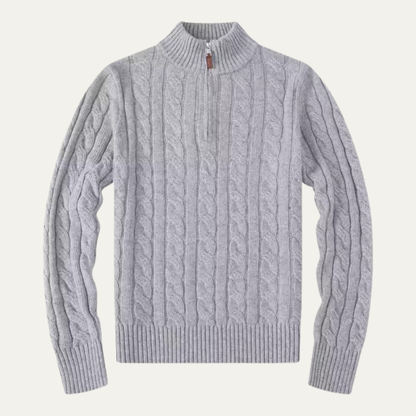 Men's Chunky Cable Knit Sweater Quarter Zip - Vonnera