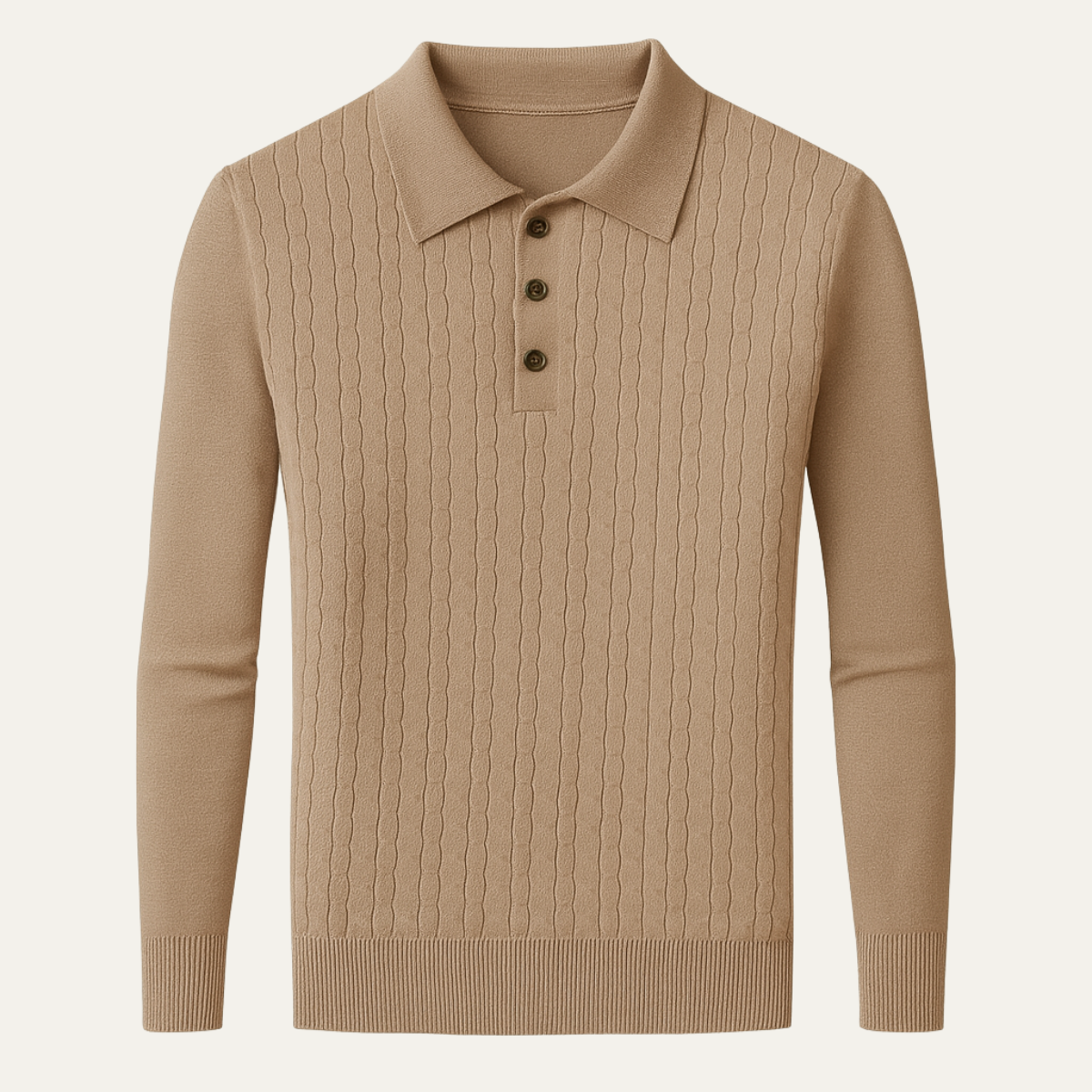 Men's Cable Knit Polo Sweater - Vonnera