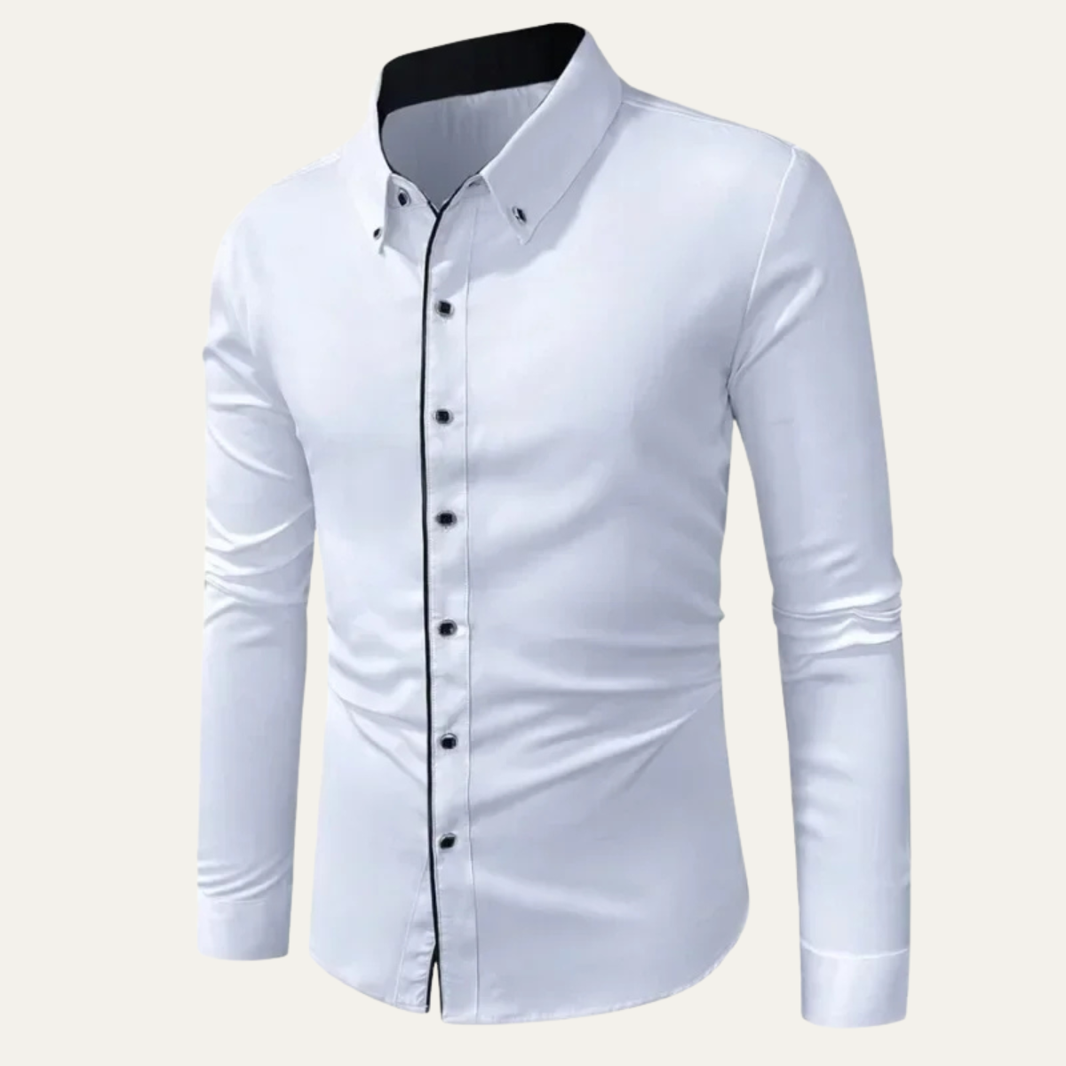 Men's Slim Fit White Dress Shirt Long Sleeve Button Up Cotton