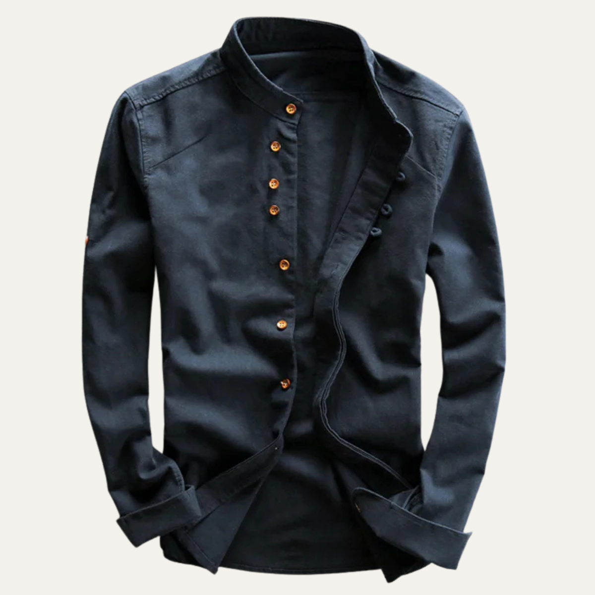 Men's Linen Cotton Shirt Japanese Style Stand Collar