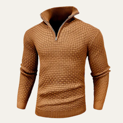Women's Winter Knitted Sweater Half Zip Warm Beige