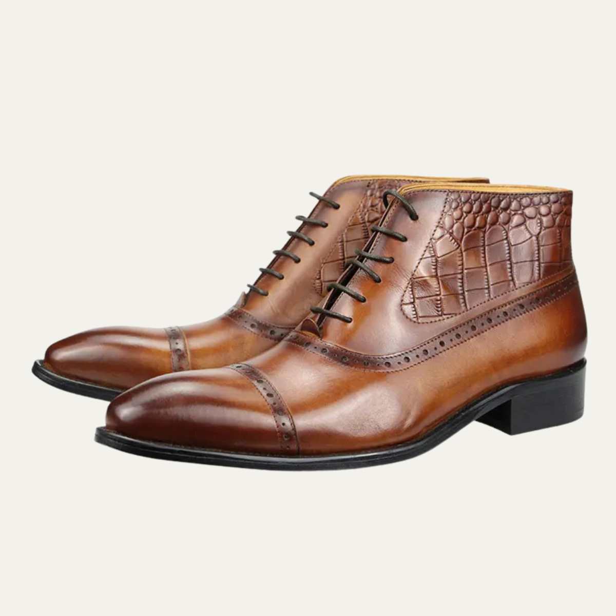 Men's Pointed Toe Leather Ankle Boots