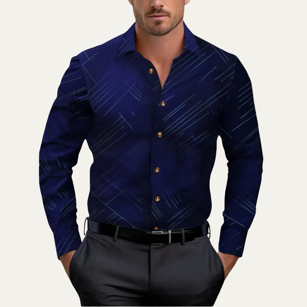 Men's Slim Fit Geometric Print Dress Shirt