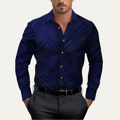Men's Slim Fit Geometric Print Dress Shirt