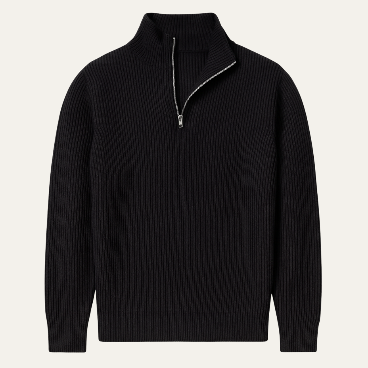 Men's Quarter Zip Sweater Ribbed Knit Casual - Vonnera