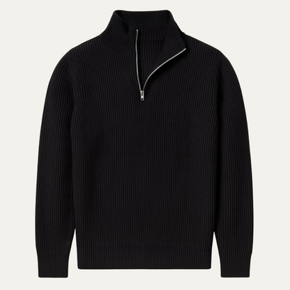 Men's Quarter Zip Sweater Ribbed Knit Casual - Vonnera