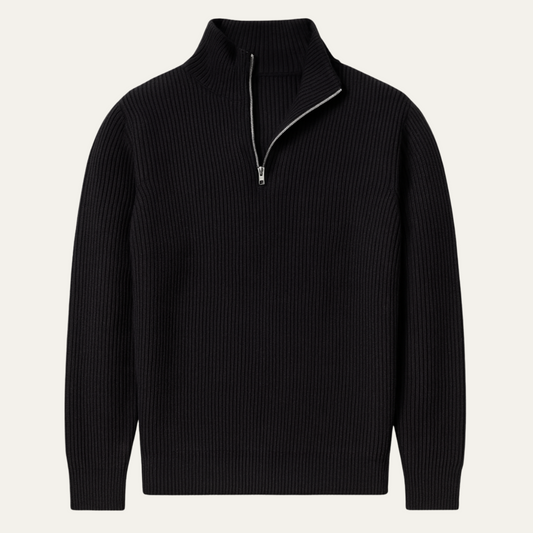 Men's Quarter Zip Sweater Ribbed Knit Casual - Vonnera