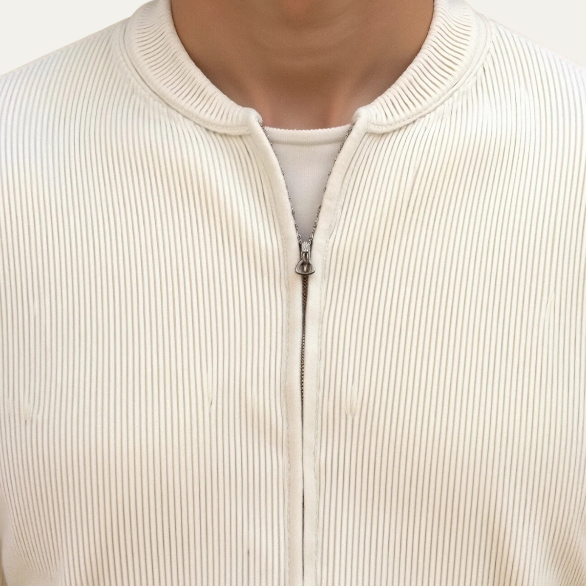 Maidstone Men's Beige Knitted Cardigan Lightweight Zip Up