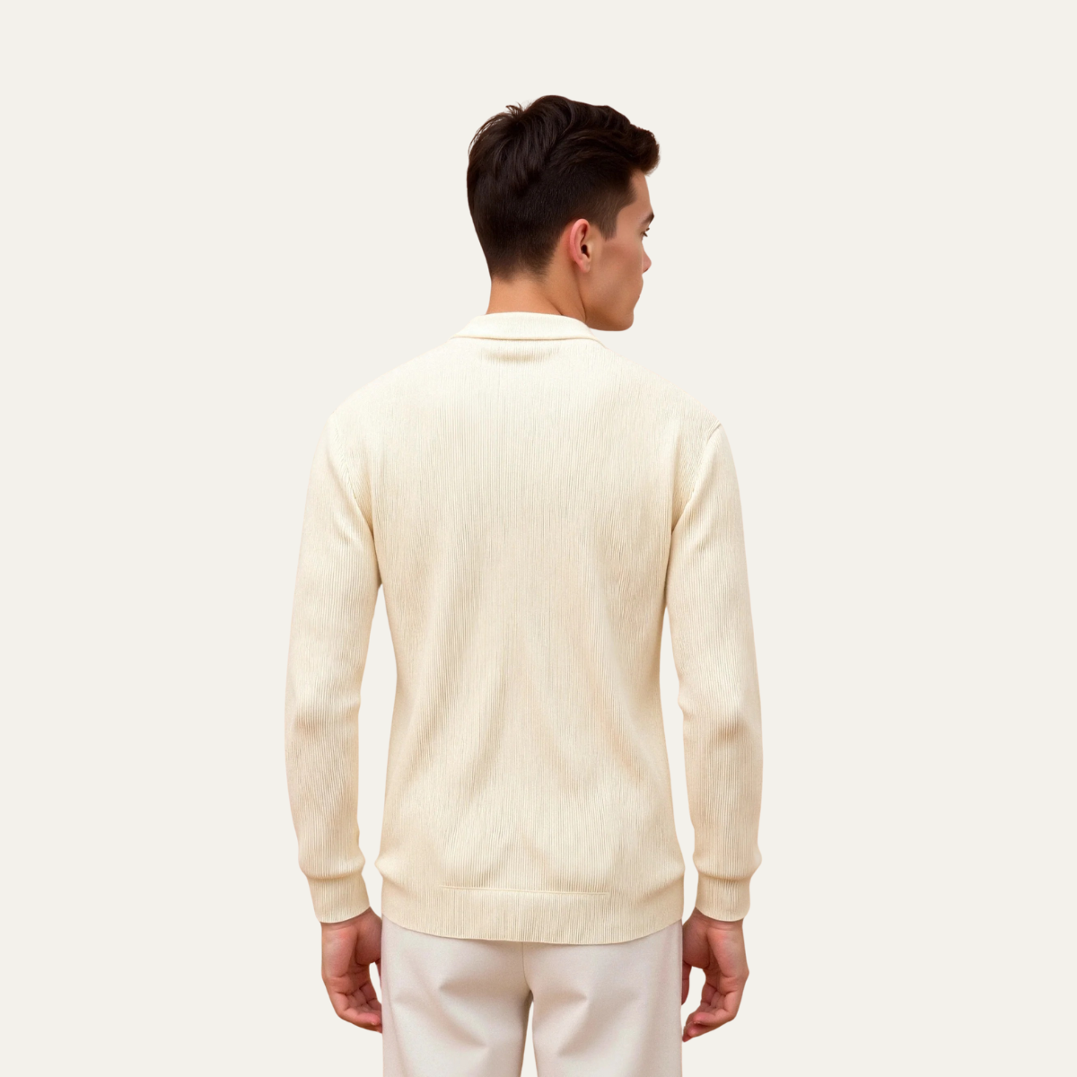 Maidstone Men's Beige Knitted Cardigan Lightweight Zip Up