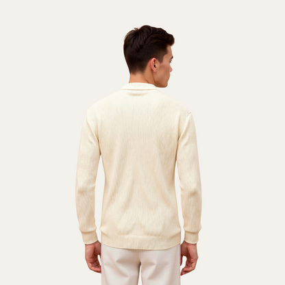 Maidstone Men's Beige Knitted Cardigan Lightweight Zip Up