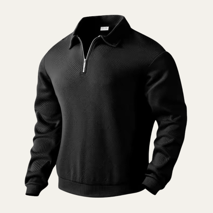 Men's Textured Knit Quarter Zip Sweater