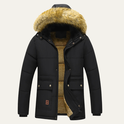Men's Windproof Fleece Lined Hooded Winter Jacket - Vonnera