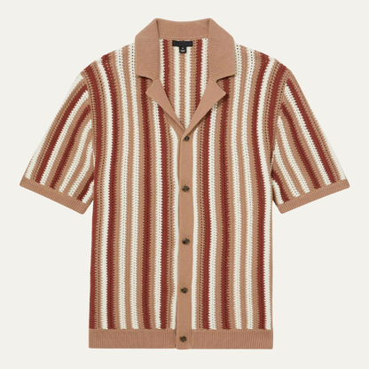 Men's Vintage Stripe Knit Button Up Shirt - Vonnera
