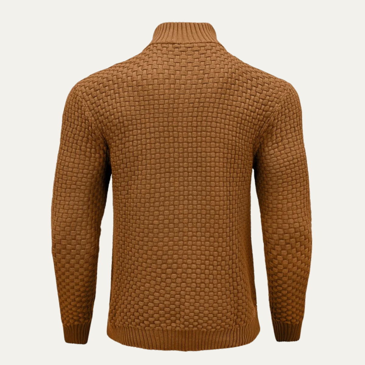 Women's Winter Knitted Sweater Half Zip Warm Beige
