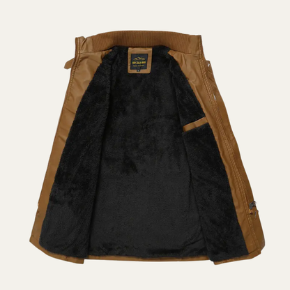 Men's Classic Leather Jacket with Belt