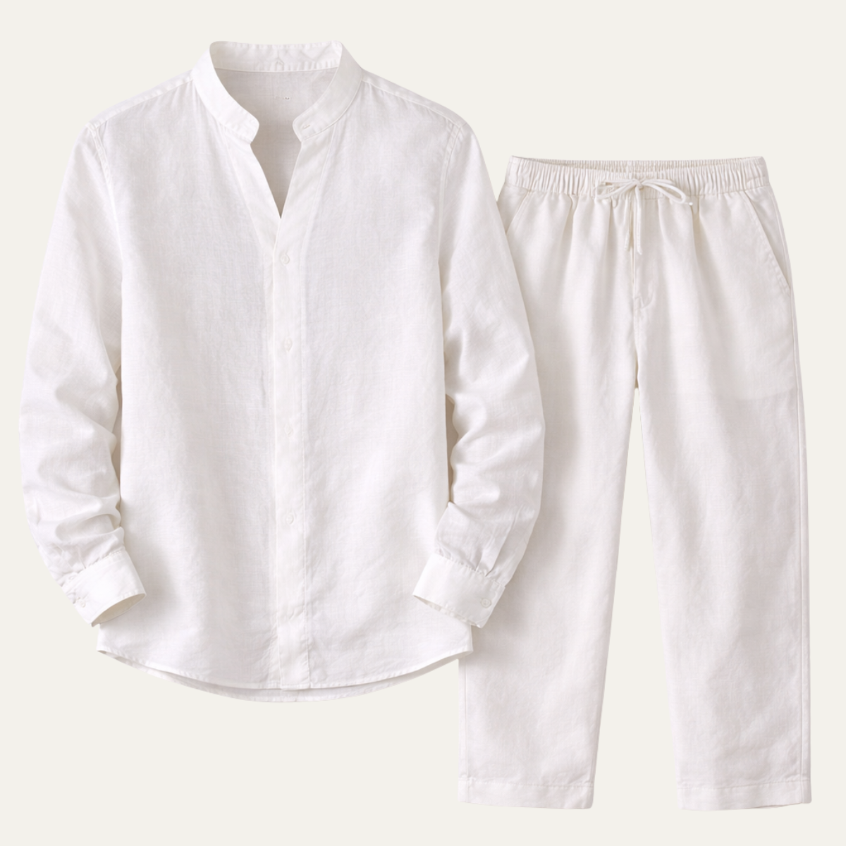 Men's Cotton Linen Casual Shirt And Pants Set - Vonnera