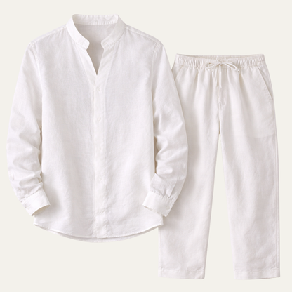 Men's Cotton Linen Casual Shirt And Pants Set - Vonnera
