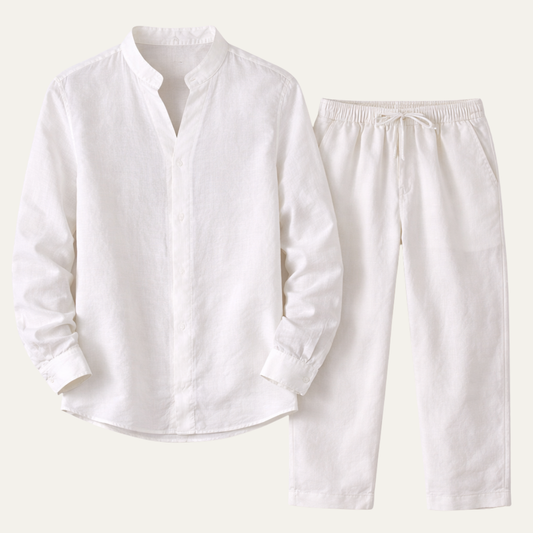 Men's Cotton Linen Casual Shirt And Pants Set - Vonnera
