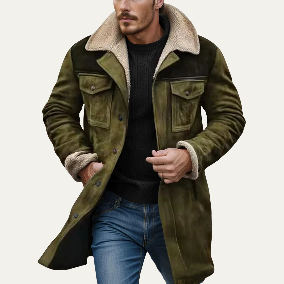 Men's Vintage Shearling Lined Winter Jacket