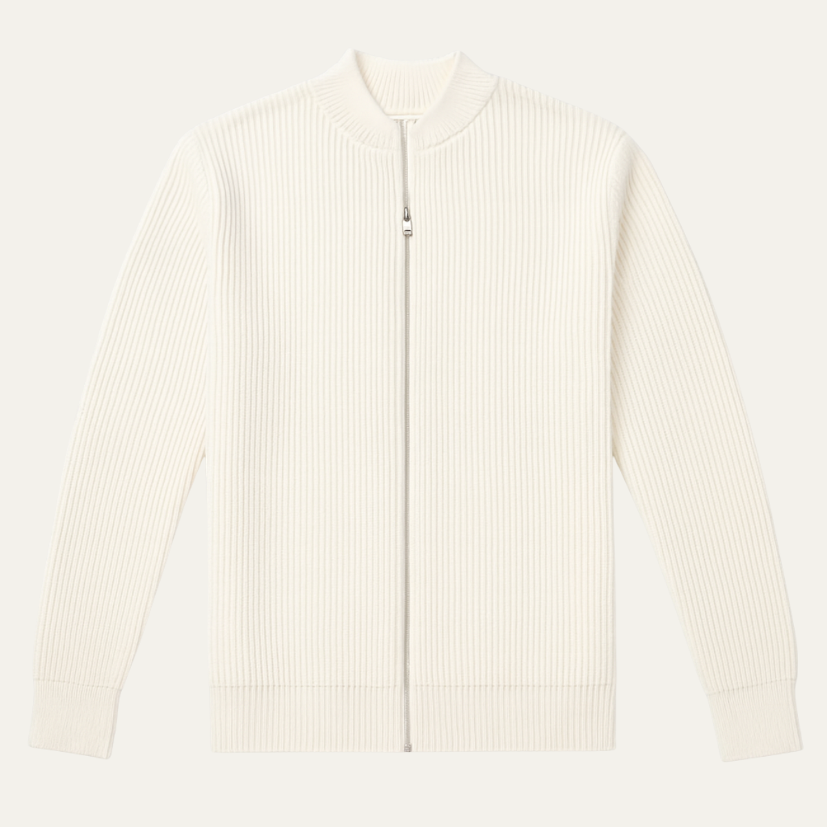Maidstone Men's Beige Knitted Cardigan Lightweight Zip Up - Vonnera