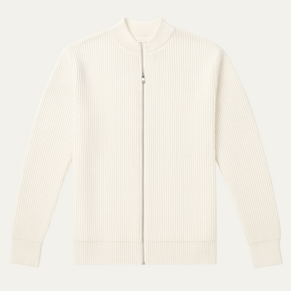 Maidstone Men's Beige Knitted Cardigan Lightweight Zip Up - Vonnera