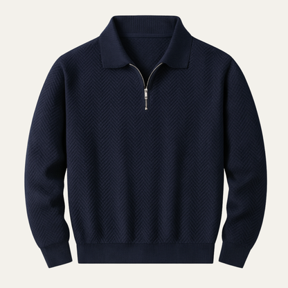 Men's Textured Knit Quarter Zip Sweater - Vonnera